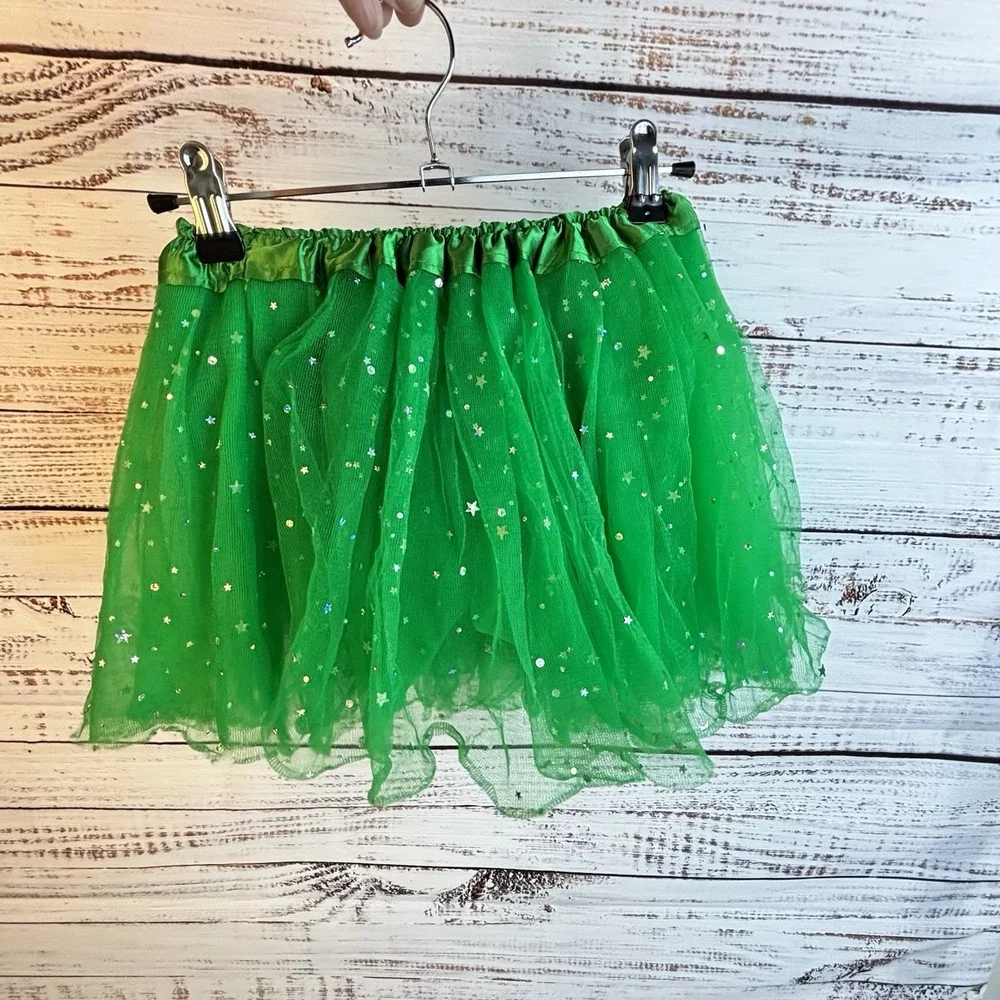 Kelly Green Tulle Skirt Sparkles Tutu Festive Petticoat Whimsical Girl's OSFM‎